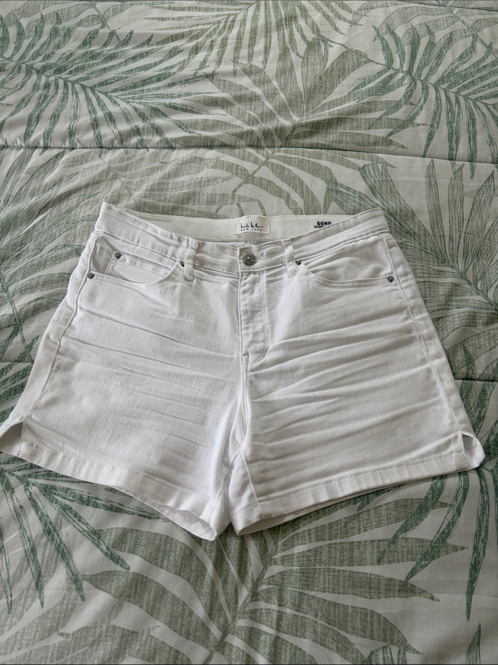 White High-Rise Denim Shorts by LIL LULU